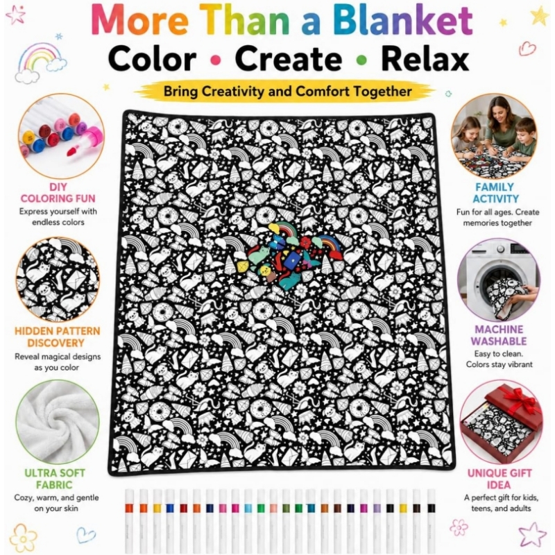 DIY Coloring Blanket with 24 C - đánh giá và giá Home Textiles Blanket