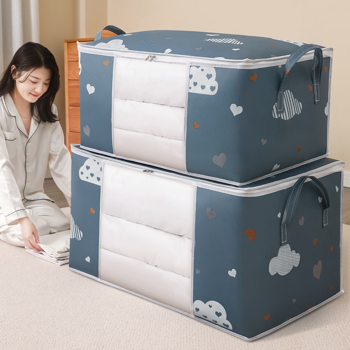Large Capacity Clothes Storage - đánh giá và giá Home Textiles Blanket
